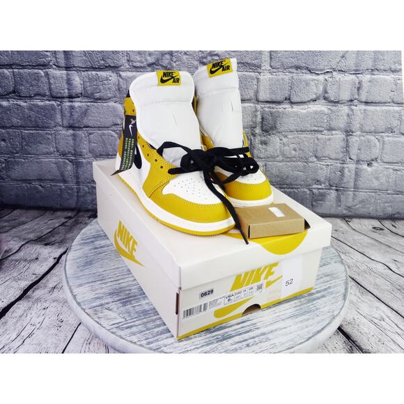 Jordan 1 Retro High GS "Yellow Ochre" Yellow Ochre/Black-Sail 6Y Women 7.5 NIB - Picture 2 of 10